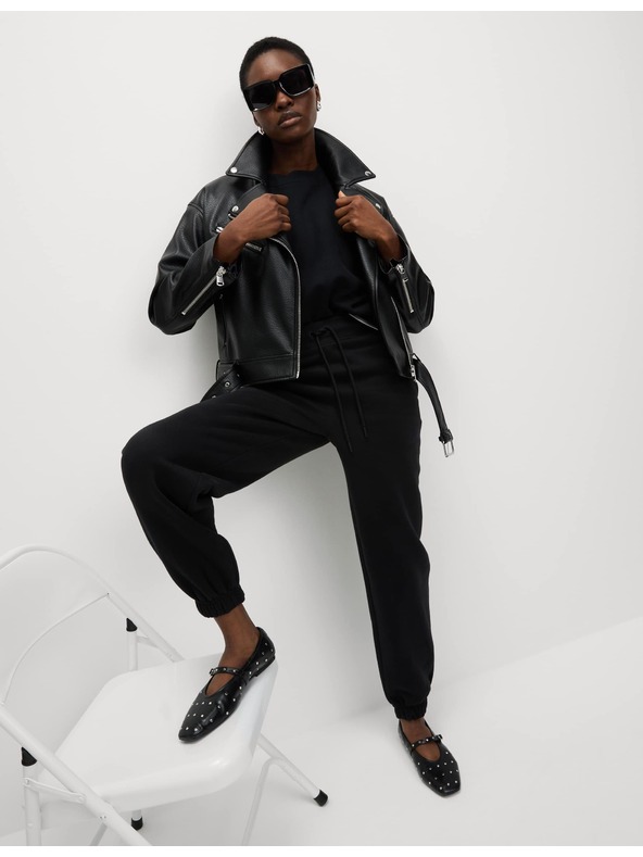 Marks & Spencer Долнища с маншети, с висок процент памук и връзки Marks & Spencer черен цвят