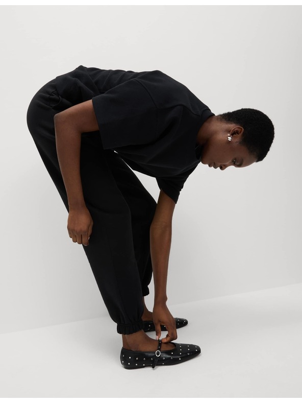 Marks & Spencer Долнища с маншети, с висок процент памук и връзки Marks & Spencer черен цвят