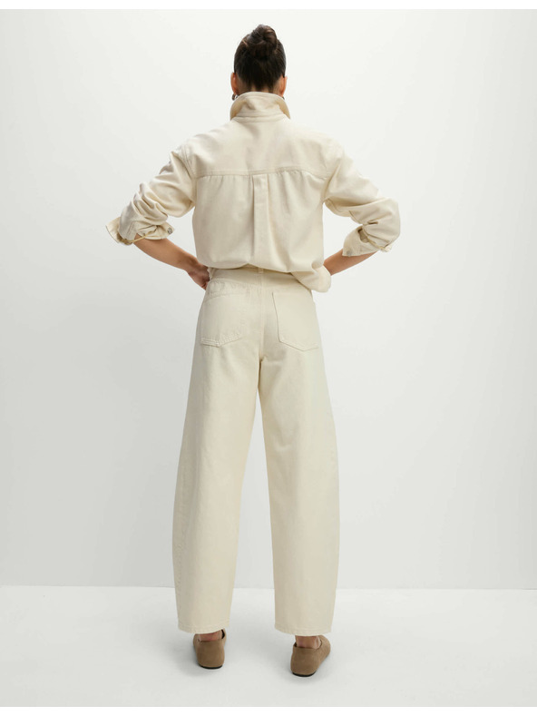 Marks & Spencer Прави дънки със средна талия Marks & Spencer кремави