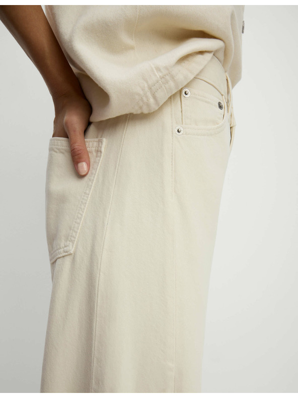 Marks & Spencer Прави дънки със средна талия Marks & Spencer кремави