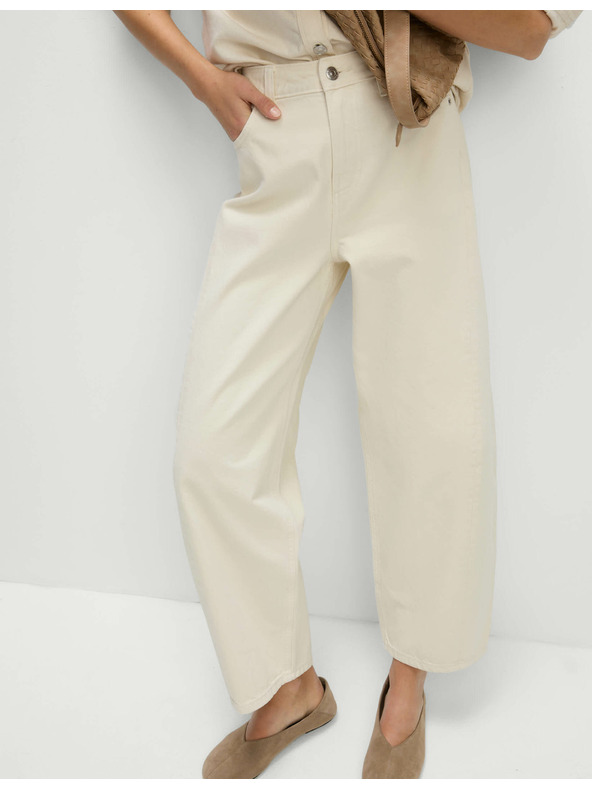 Marks & Spencer Прави дънки със средна талия Marks & Spencer кремави