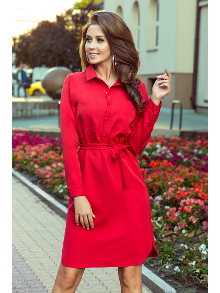 numoco Рокля с джобове - червена Numoco CAMILLE