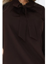 numoco Бизнес блуза с дълъг ръкав и връзване отпред - шоколадова