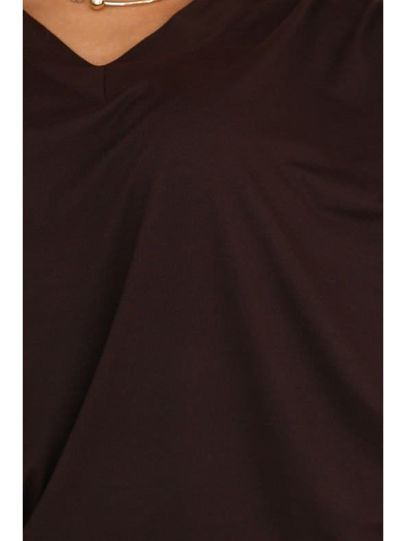 numoco Удобни прилепнали рокли с дълъг ръкав - шоколадови