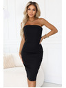 numoco Миди рокля с голи рамене и корсет - черна