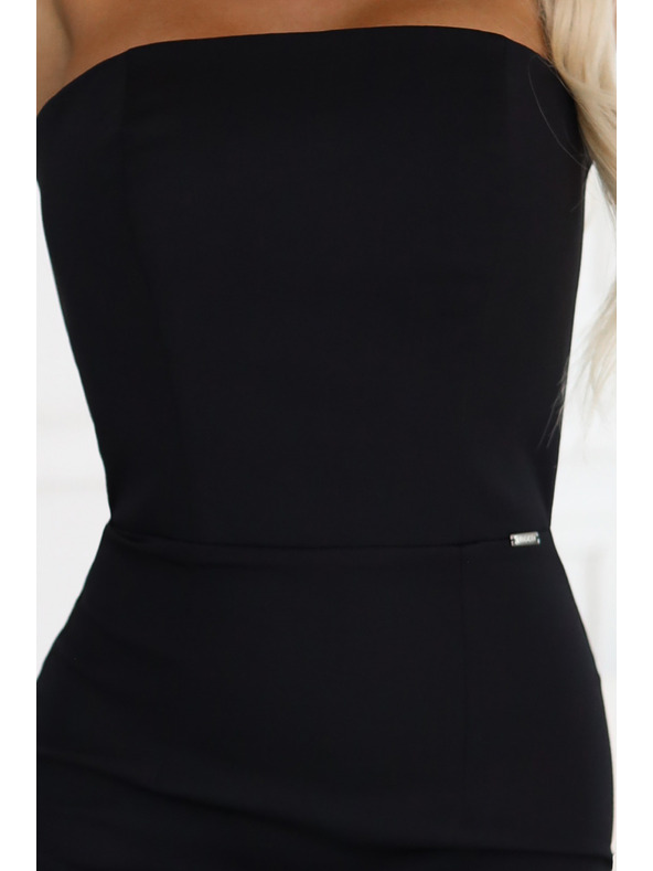 numoco Миди рокля с голи рамене и корсет - черна