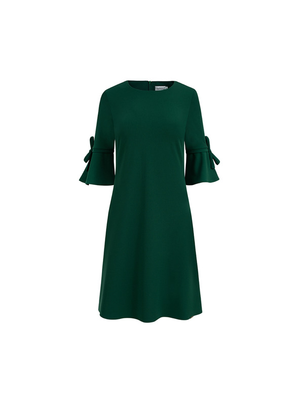 numoco NEVA трапецовидни рокля с панделка - тъмнозелена