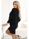 numoco Удобни летящи рокля с дълъг ръкав - черна