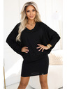 numoco Удобни летящи рокля с дълъг ръкав - черна