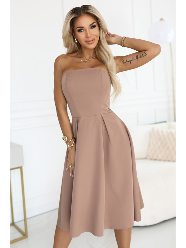 numoco VIVIENNE миди рокля с корсет и разширени презрамки за специални случаи - бежова