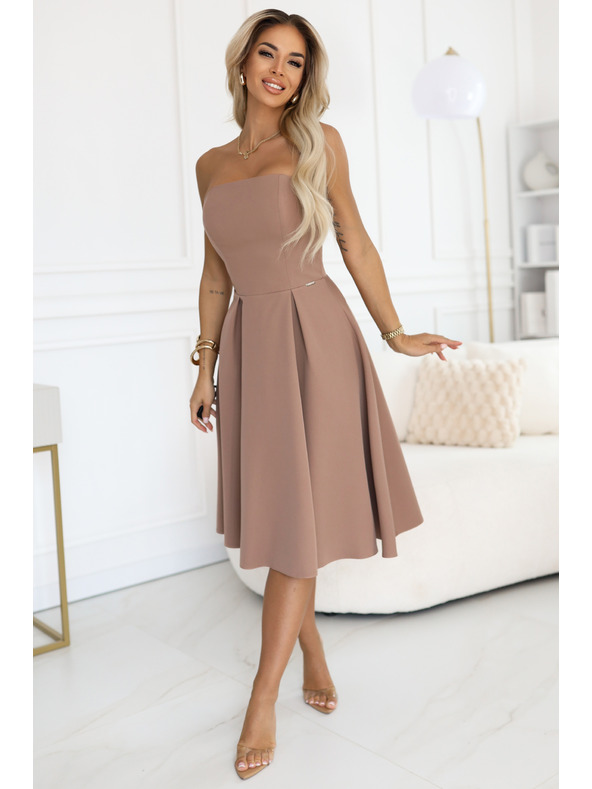 numoco VIVIENNE миди рокля с корсет и разширени презрамки за специални случаи - бежова