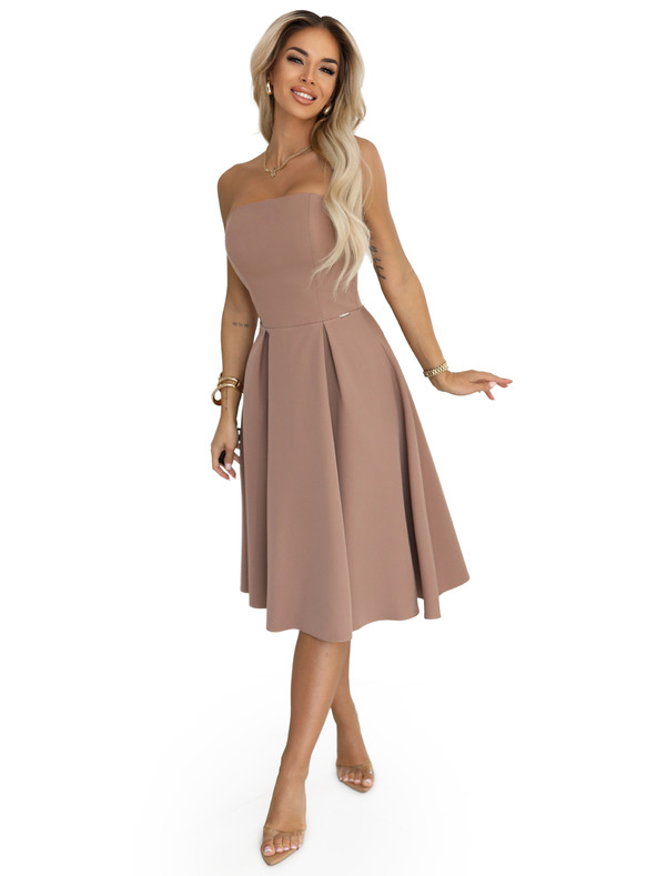 numoco VIVIENNE миди рокля с корсет и разширени презрамки за специални случаи - бежова