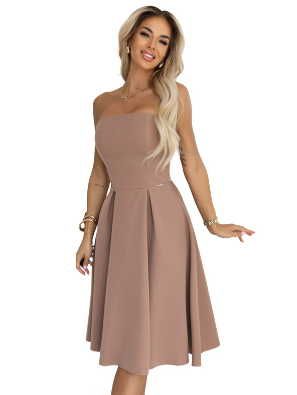 numoco VIVIENNE миди рокля с корсет и разширени презрамки за специални случаи - бежова