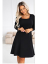 numoco IVANA удобни трапецовидни рокля с деколте и дълъг ръкав - черна