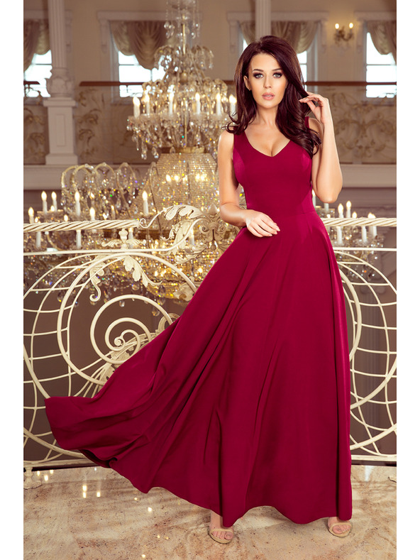 numoco CINDY дълга рокля с деколте - бордо