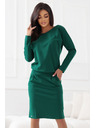 numoco Суитшърт рокля с дълъг ръкав и джобове - удобен силует с деколте отзад - зелена