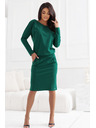 numoco Суитшърт рокля с дълъг ръкав и джобове - удобен силует с деколте отзад - зелена