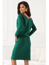 numoco Суитшърт рокля с дълъг ръкав и джобове - удобен силует с деколте отзад - зелена