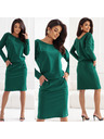 numoco Суитшърт рокля с дълъг ръкав и джобове - удобен силует с деколте отзад - зелена