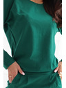 numoco Суитшърт рокля с дълъг ръкав и джобове - удобен силует с деколте отзад - зелена