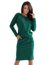 numoco Суитшърт рокля с дълъг ръкав и джобове - удобен силует с деколте отзад - зелена