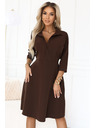 numoco SANDY разкроени риза рокля с колан - шоколадови