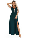numoco Модни, подчертаващи фигурата макси рокля с цепка - тъмнозелена