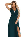numoco Модни, подчертаващи фигурата макси рокля с цепка - тъмнозелена