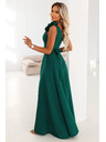 numoco Елегантни макси вечерни рокли с цепка и рози - тъмно зелено