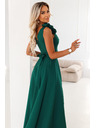 numoco Елегантни макси вечерни рокли с цепка и рози - тъмно зелено