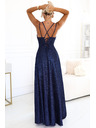 numoco Дълга рокля с нежни блестящи елементи и корсетно връзване отзад - тъмно синьо с блясък