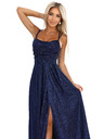 numoco Дълга рокля с нежни блестящи елементи и корсетно връзване отзад - тъмно синьо с блясък