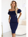 numoco CARMEN прилепнали миди рокли в испански стил - тъмно синьо