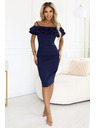 numoco CARMEN прилепнали миди рокли в испански стил - тъмно синьо