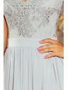 numoco LEA дълга рокля с бродирано деколте - сребристо