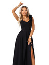numoco Елегантни макси вечерни рокли с цепка и рози - класическо черно