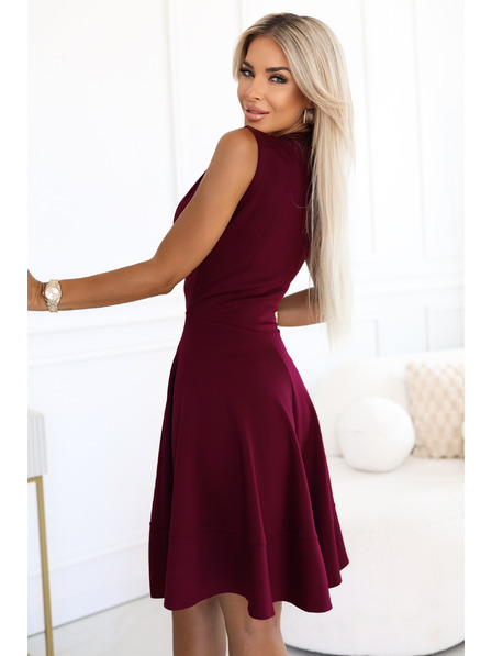 numoco Ексклузивна рокля с разширена долна част и цип - бордо