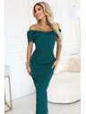 numoco Секси миди рокля с панделка на деколтето - тъмно зелено
