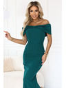 numoco Секси миди рокля с панделка на деколтето - тъмно зелено