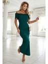 numoco Секси миди рокля с панделка на деколтето - тъмно зелено