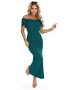 numoco Секси миди рокля с панделка на деколтето - тъмно зелено
