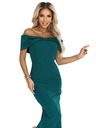 numoco Секси миди рокля с панделка на деколтето - тъмно зелено