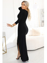 numoco Елегантна дълга рокля с преплитащо се деколте и цепка - черно