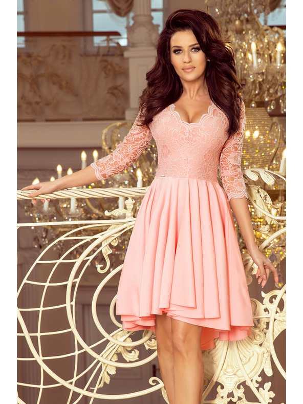 numoco NICOLLE - Ексклузивна рокля с дантела - пастелно розово