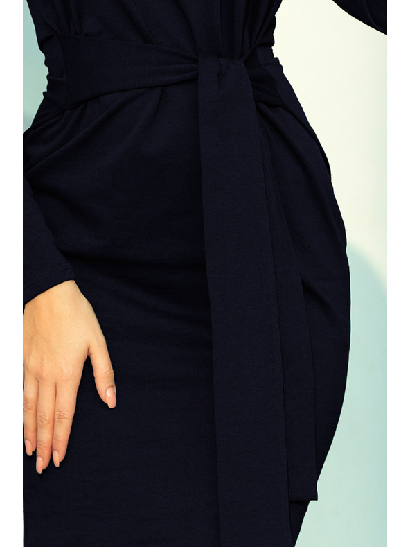 numoco Рокля с широк колан - тъмно синьо