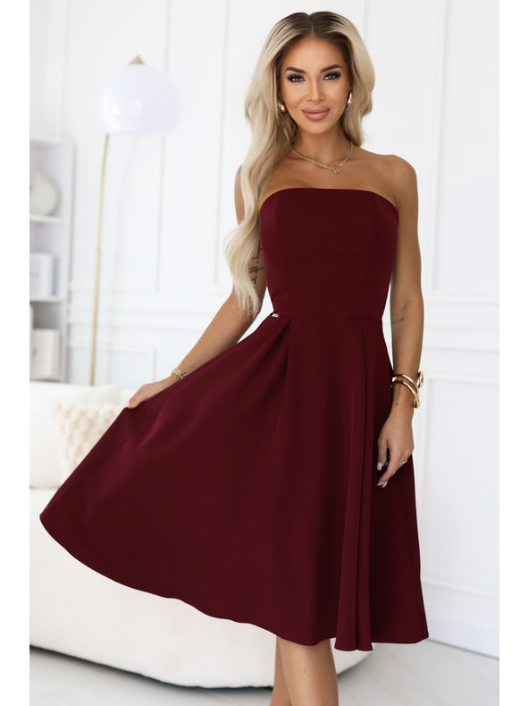 numoco VIVIENNE Корсетни разширени миди рокли за специални случаи - бордо