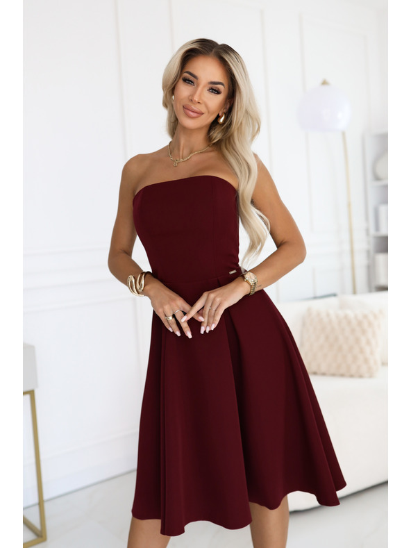 numoco VIVIENNE Корсетни разширени миди рокли за специални случаи - бордо