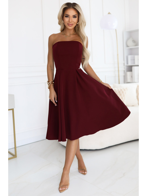 numoco VIVIENNE Корсетни разширени миди рокли за специални случаи - бордо