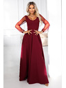 numoco LORETTA уникални дълги рокли с тюлени ръкави и деколте - бордо