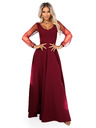 numoco LORETTA уникални дълги рокли с тюлени ръкави и деколте - бордо